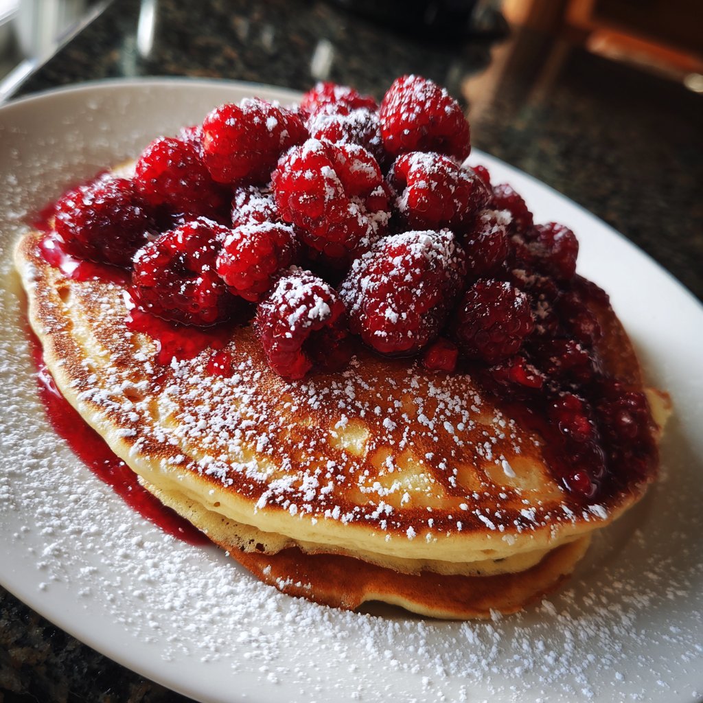Pfannkuchen mit Himbeeren