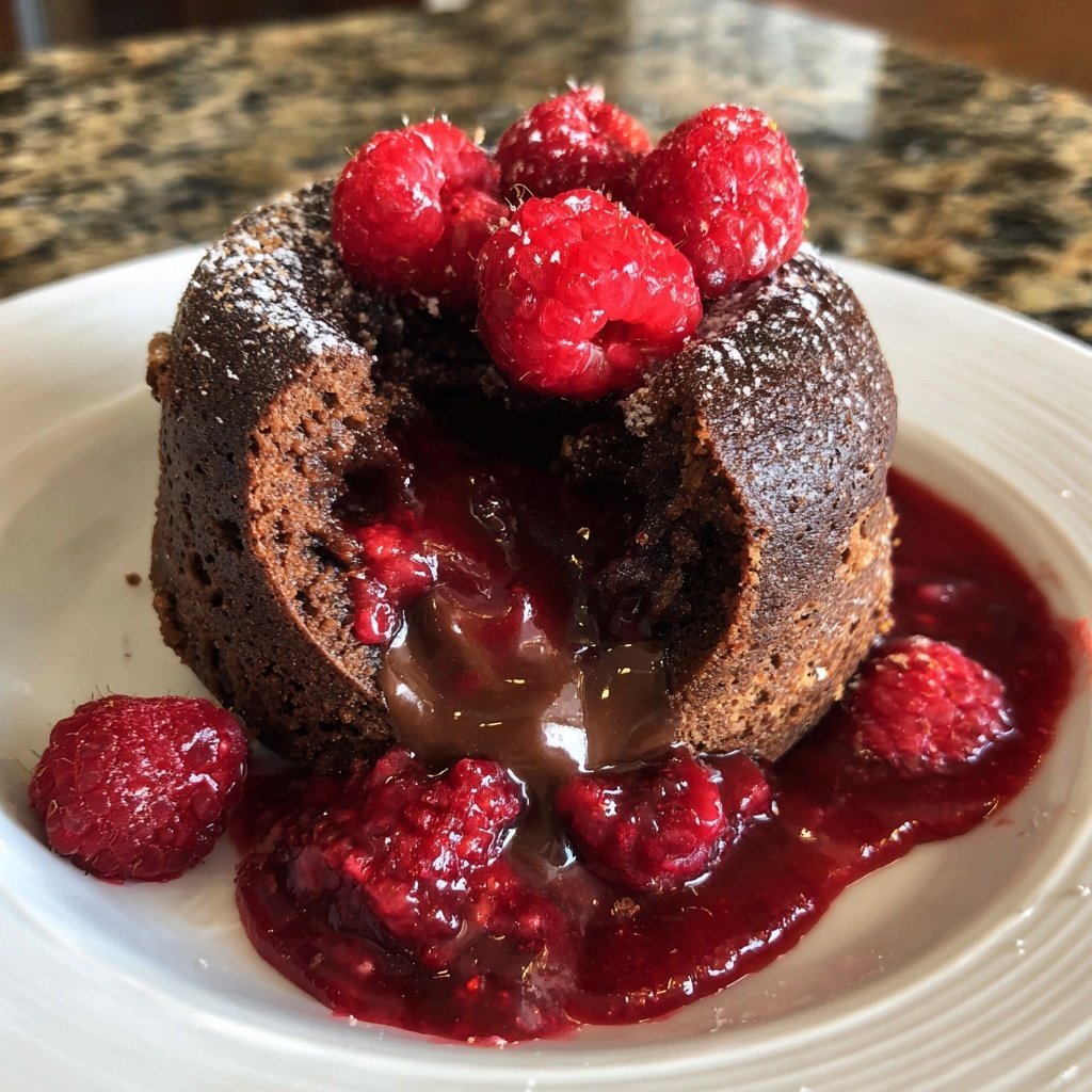 Lava Cake mit Himbeeren