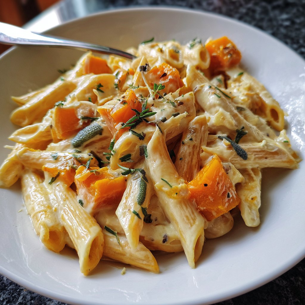 Penne mit Kürbis und Salbei