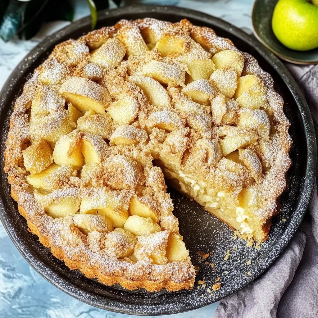 Apfelkuchen mit Rührteig und Pudding