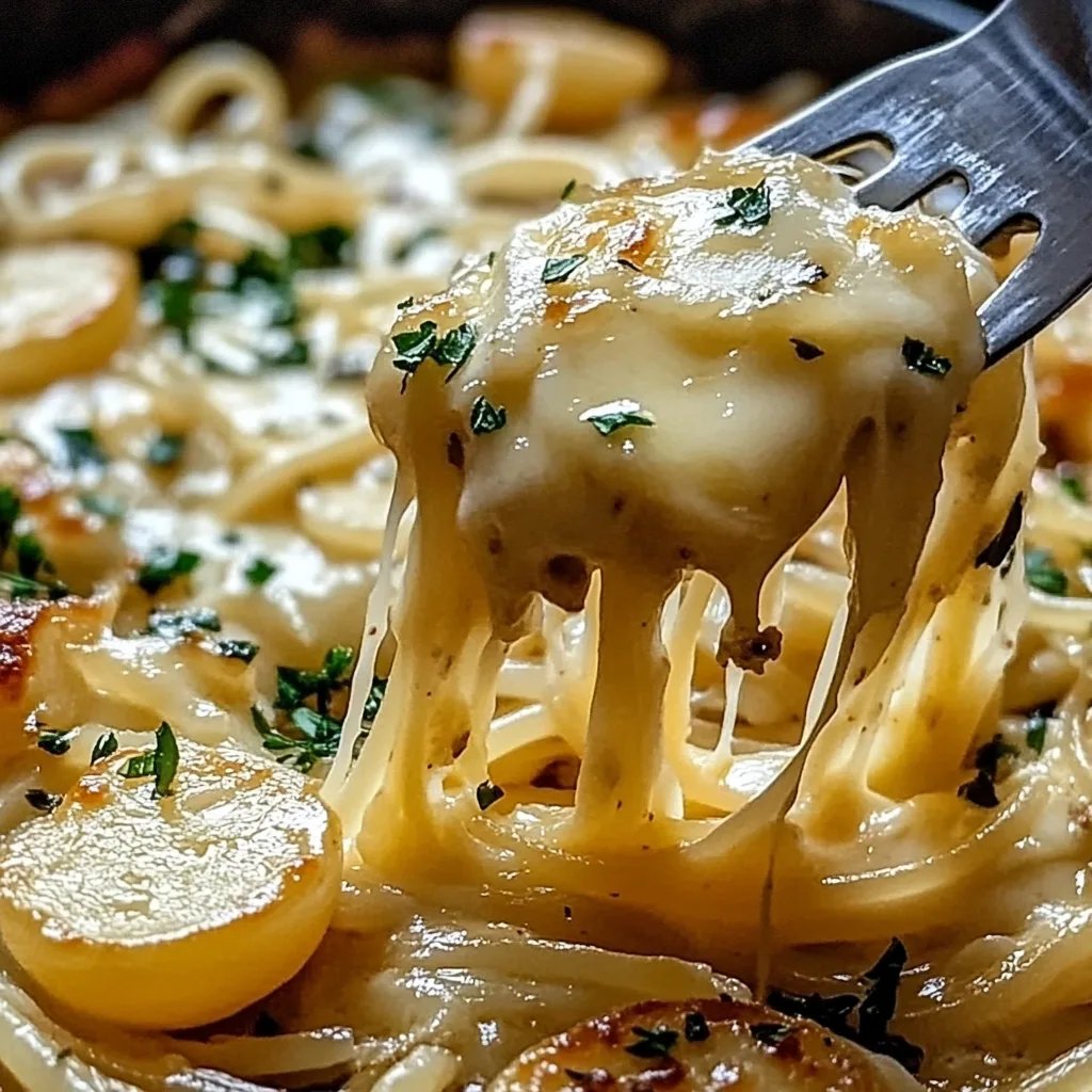 Knoblauch Käse Pasta aus einem Topf