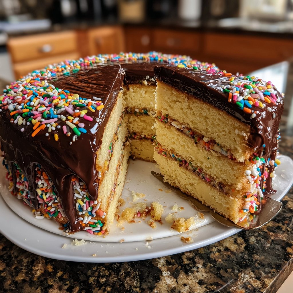 Geburtstagskuchen mit Schokoglasur