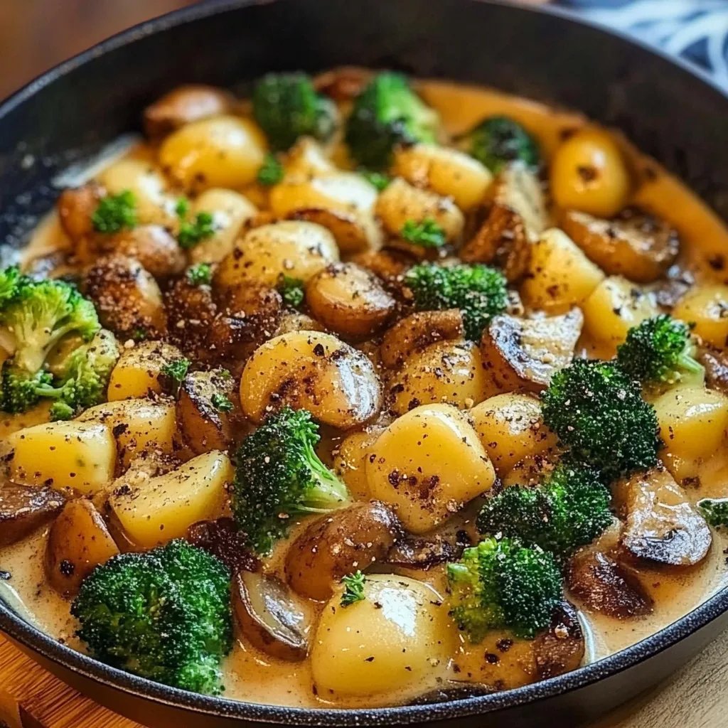 Brokkoli Kartoffel Pfanne mit Pilzen