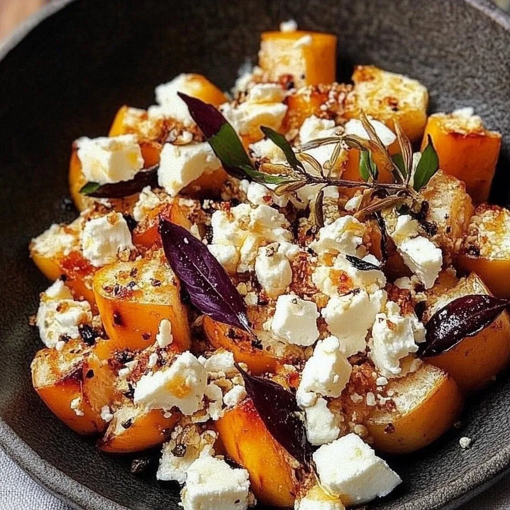 Gebackener Hokkaido mit Honig und Feta